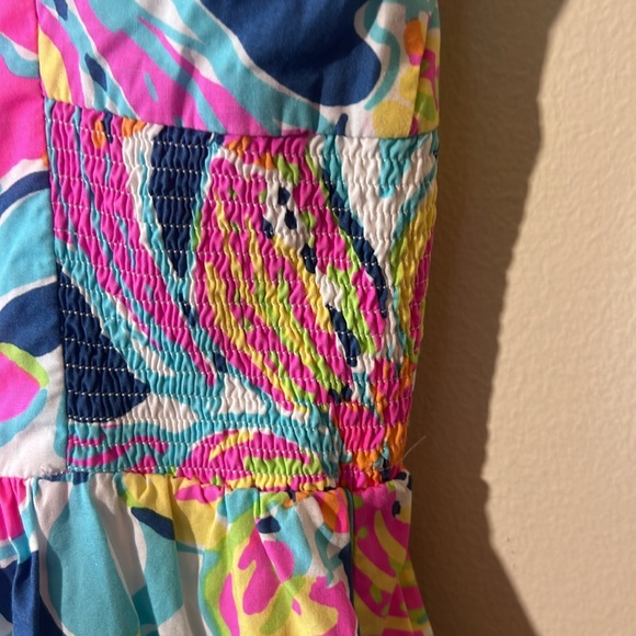 Lilly Pulitzer Dress Christine Besame Mucho‎ Women 2 smocked Poplin fit & flare - Picture 9 of 15